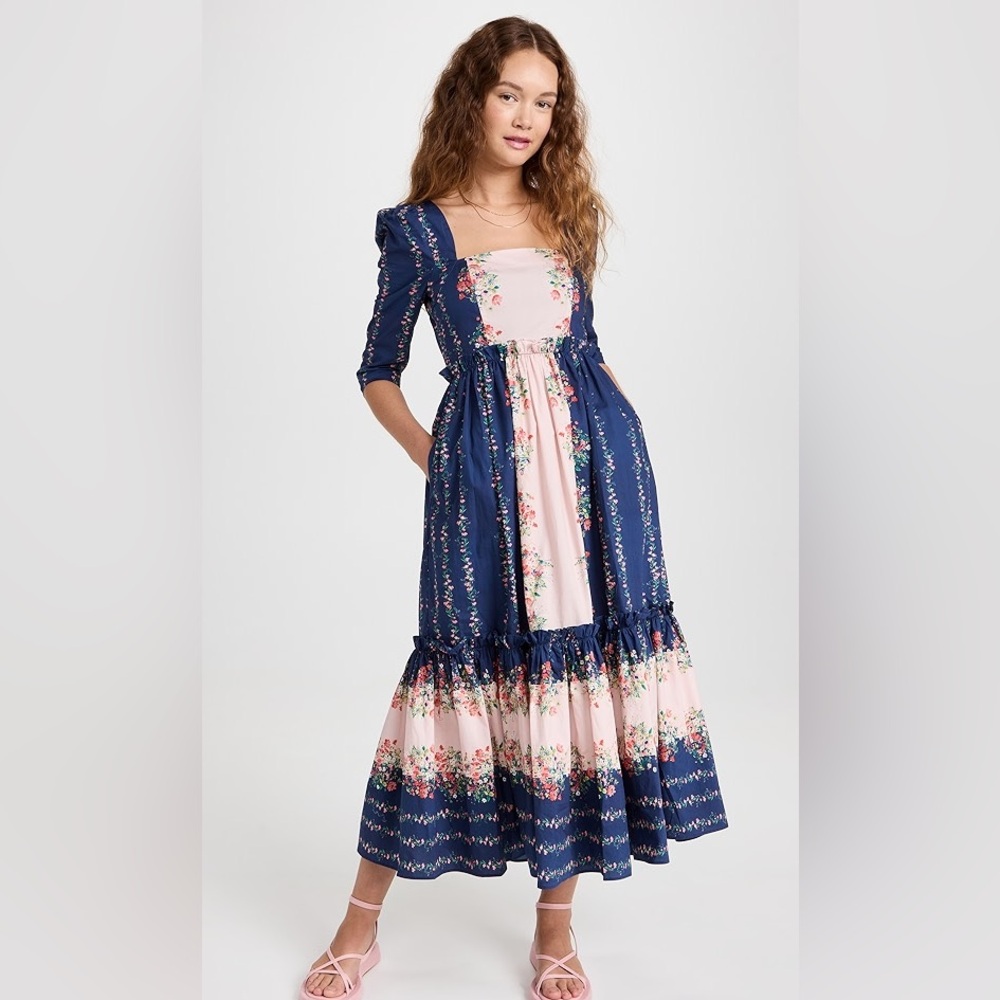 Cara Cara Blue Hill Dress, Ditzy Stripe Midnight